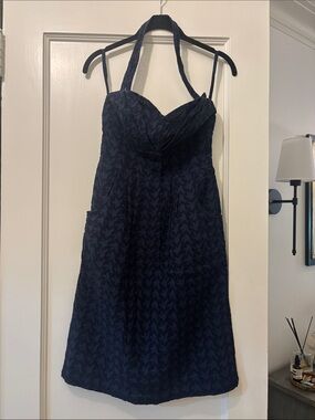 Halter  Navy eyelet A-Line summer  dress